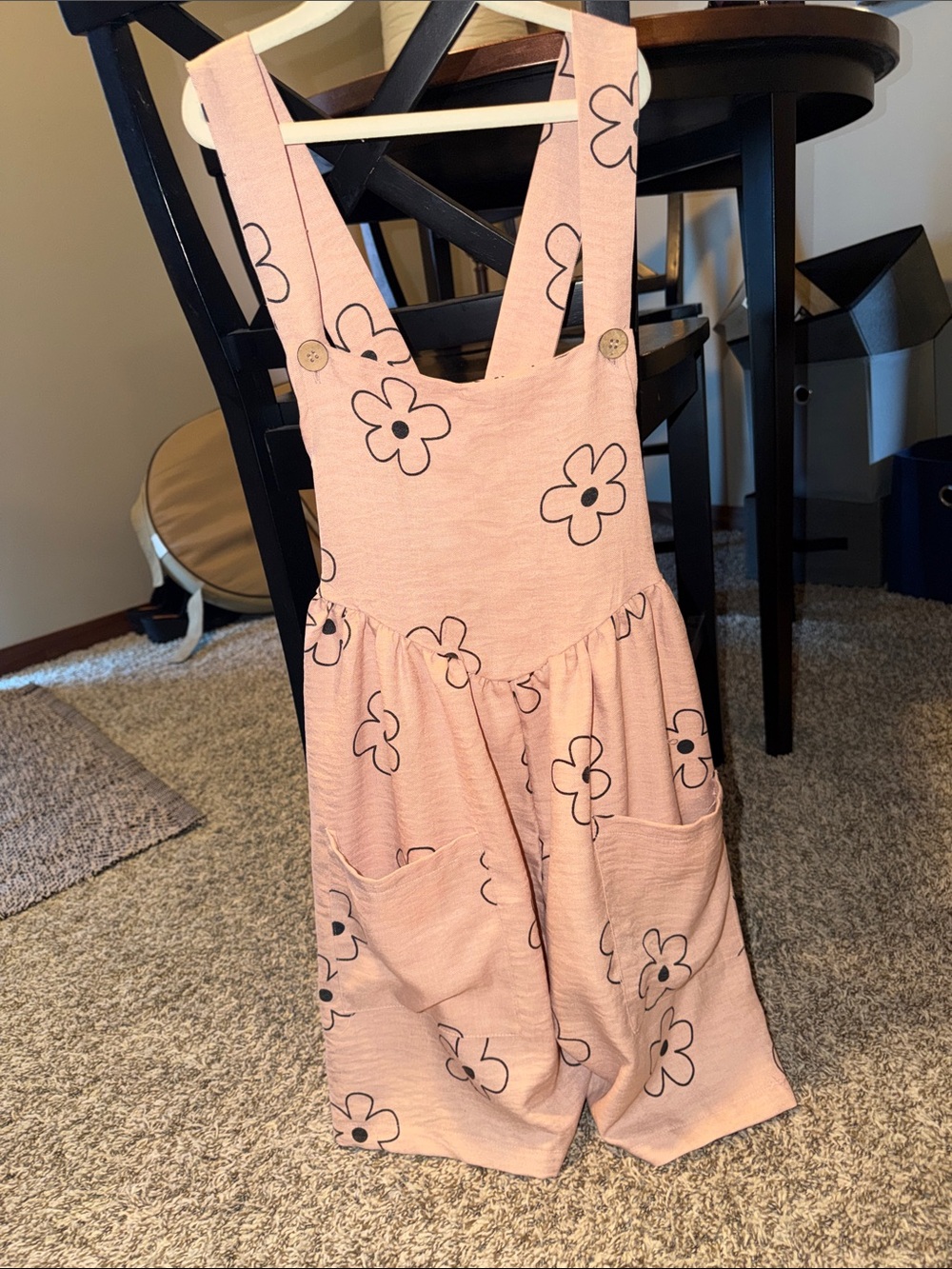 Womens Pink Floral Wide Strap Overalls